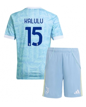 Billige Fotballdrakt Juventus Pierre Kalulu #15 Replika Bortedraktsett Barn 2025-26 Kortermet (med bukser)